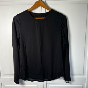 Athleta‎ Top Women's Medium Athletic Nylon Classic Black Long Sleeve Tee Mesh